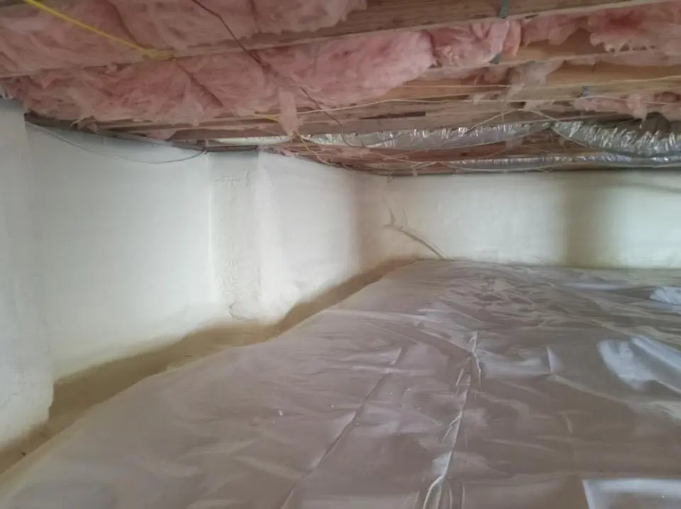 Crawl space encapsulation with closed-cell spray foam for Commercial Roof Restoration in Dublin